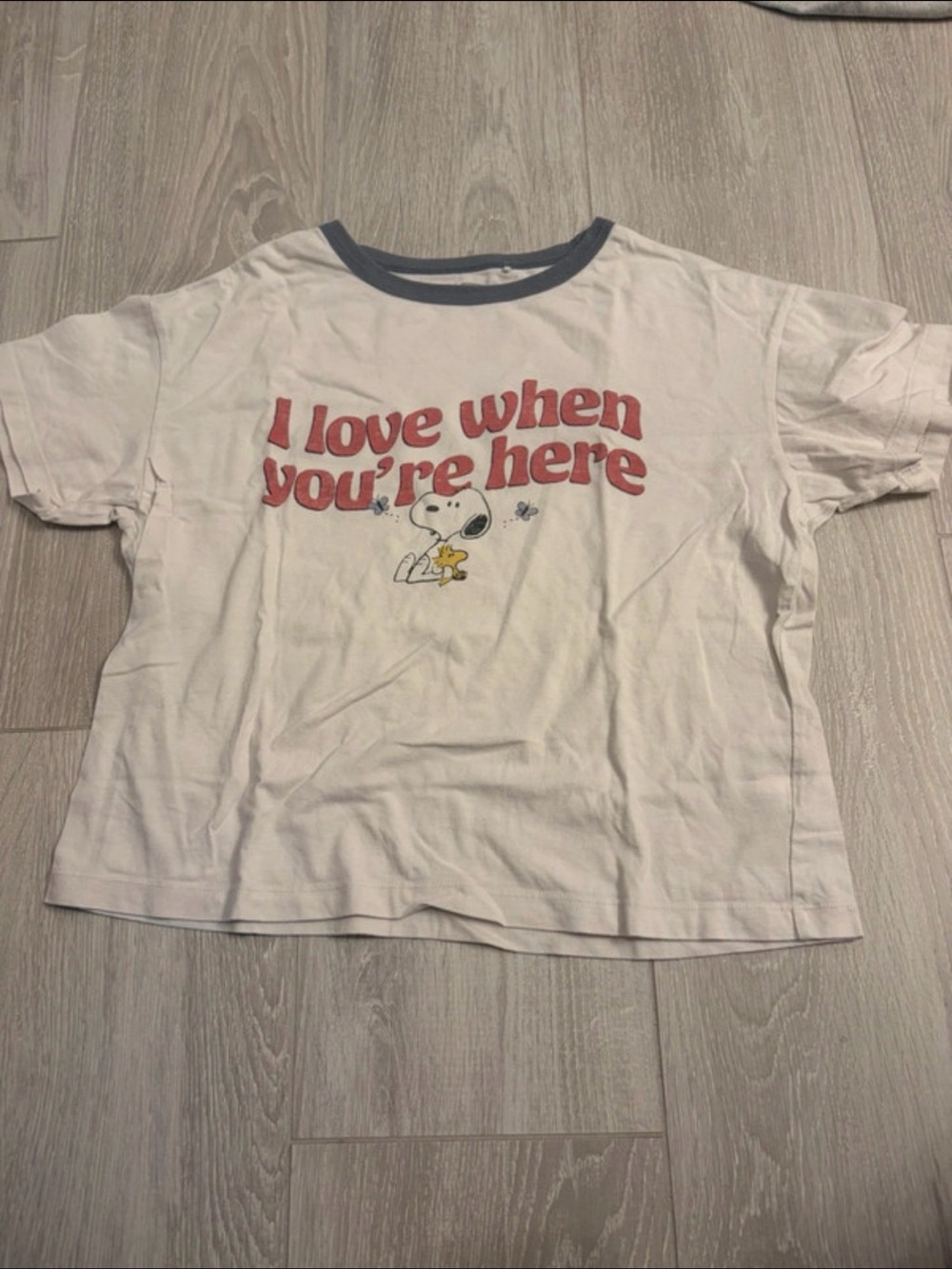 Uniqlo White Graphic Snoopy Tee Large Cropped Fit